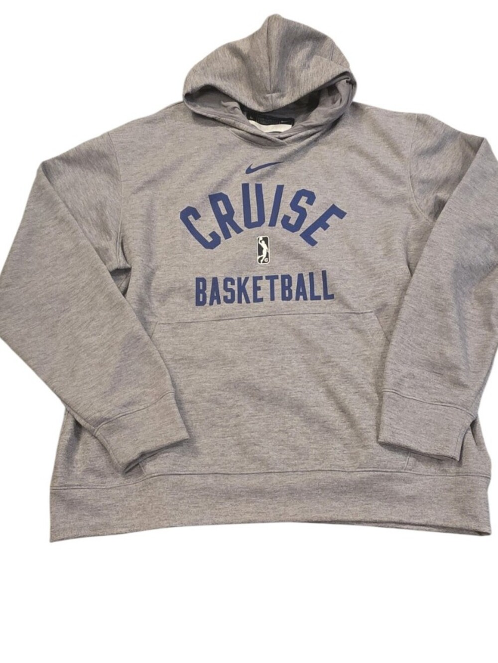 NWT Nike Gray Hoodie Sweatshirt with Blue 'Cruise Basketball' Print Sz L